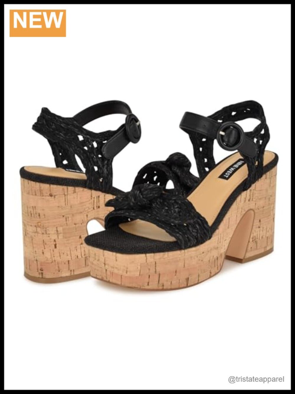 Nine West Comiele Block Heel Sandals Open Toe Ankle Strap Dress Sandal